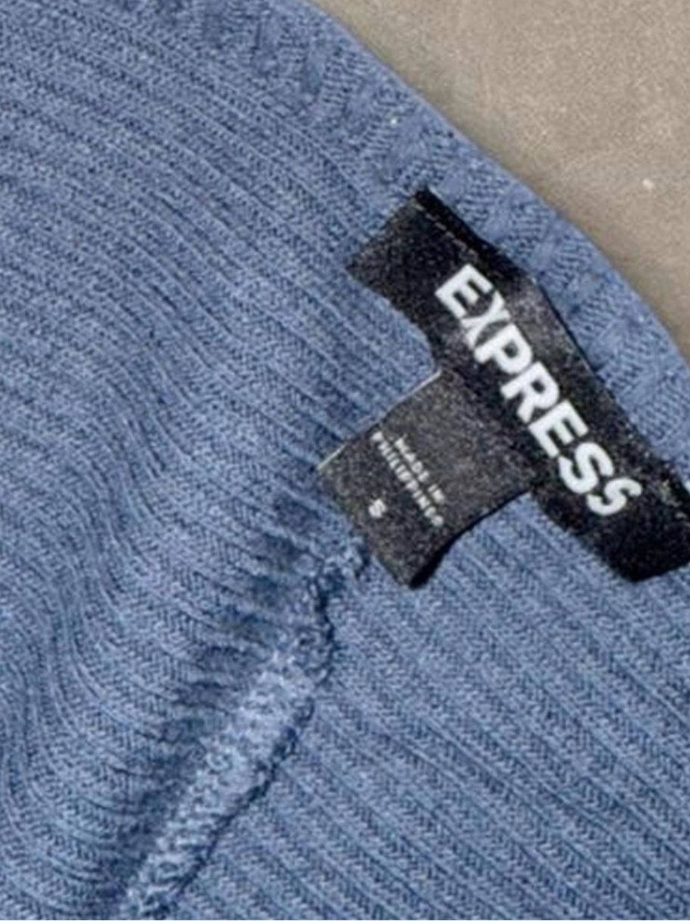 Express Men's Blue Open-Front Ribbed Cardigan - Picture 2 of 2